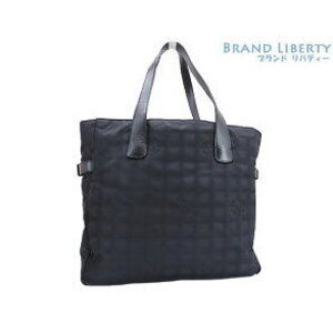Chanel Travel Line Tote Black Nylon Leather Bag Shoulder